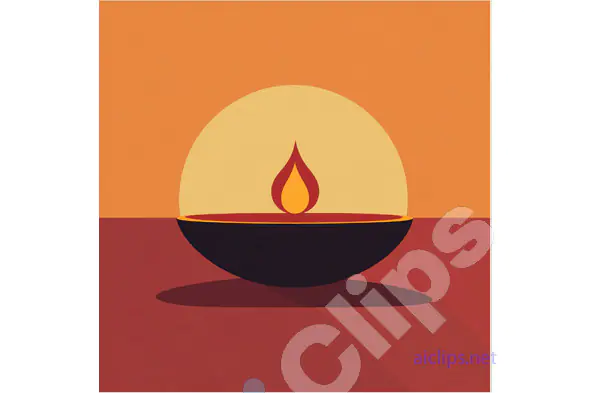 Minimalist Diya Lamp Illustration