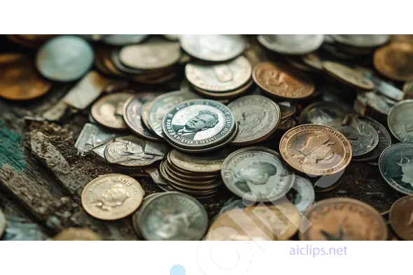 Mixed Coins Close-Up