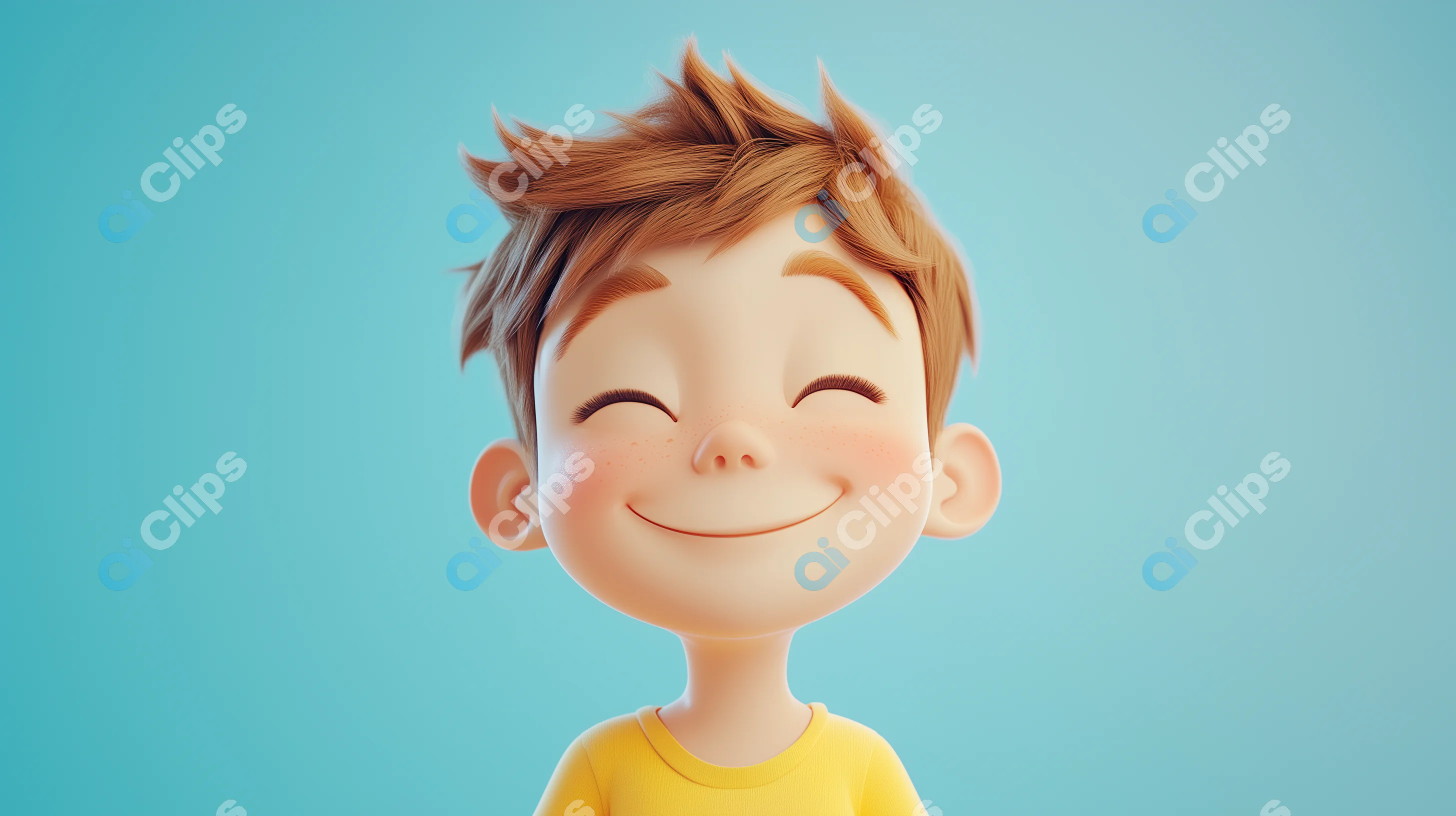 Smiling Freckled Cartoon Boy