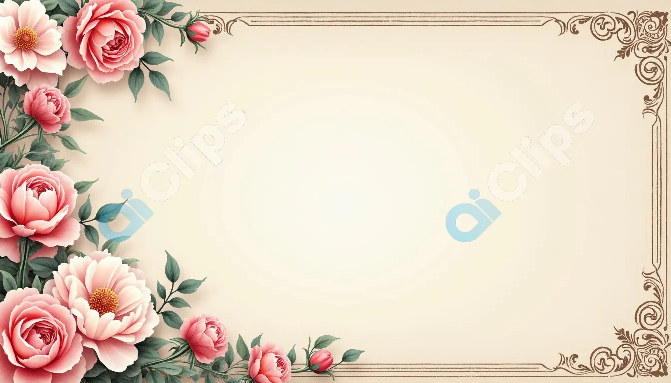 Elegant Floral Frame Background with Pink Roses