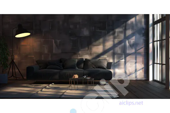 Modern Living Room with Evening Light