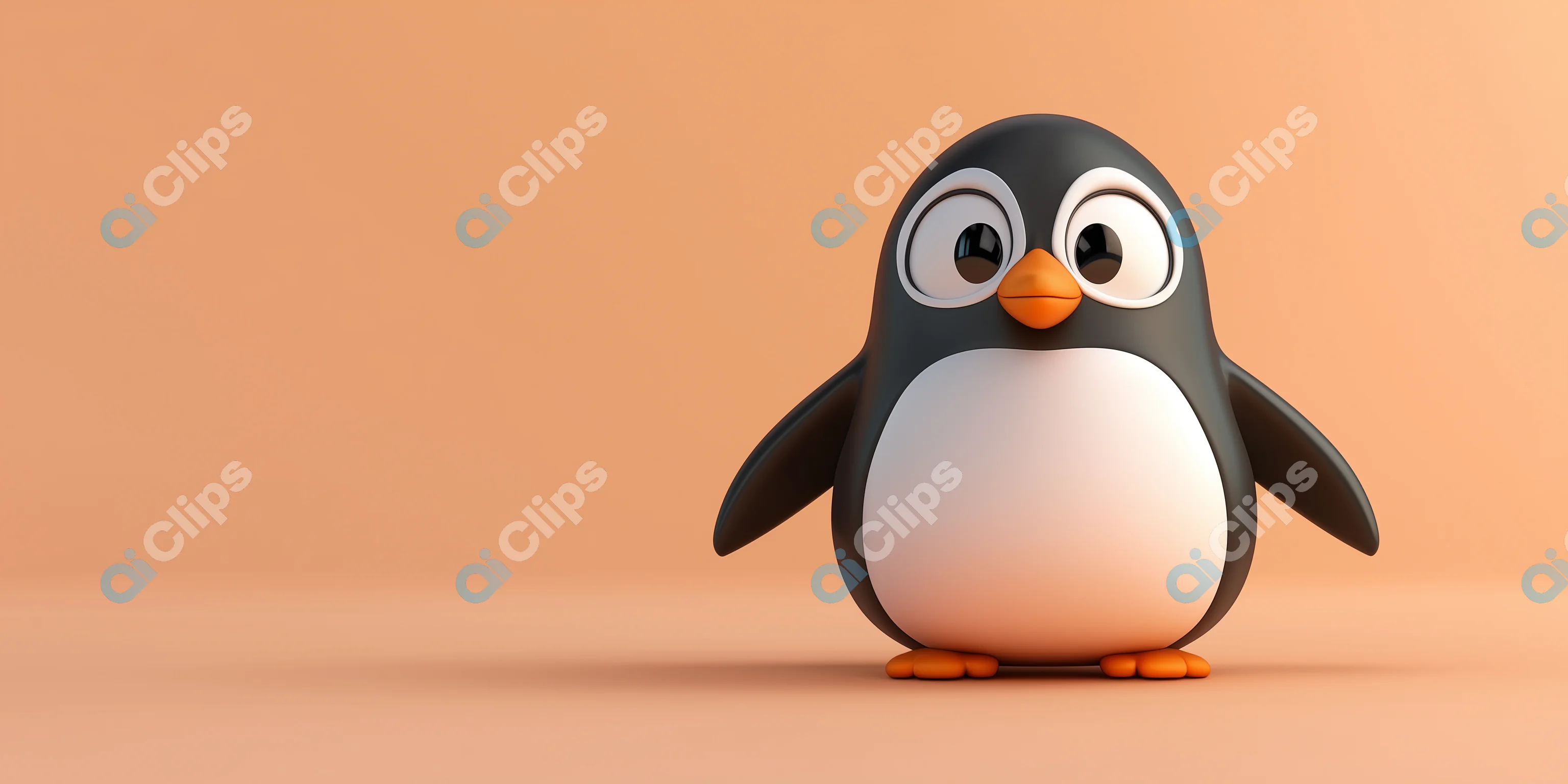 Adorable Cartoon Penguin Render