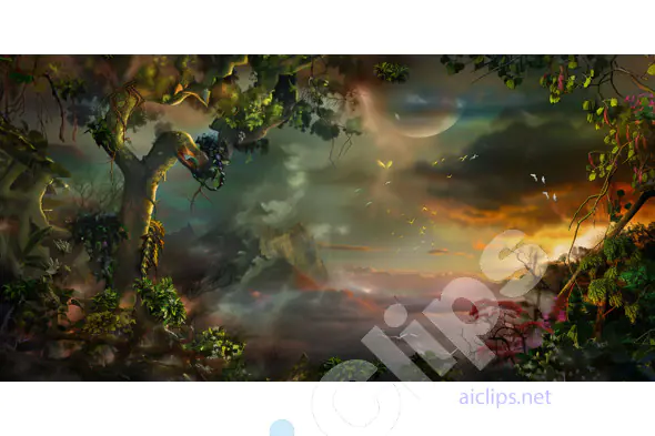 Mystical Forest Sunset