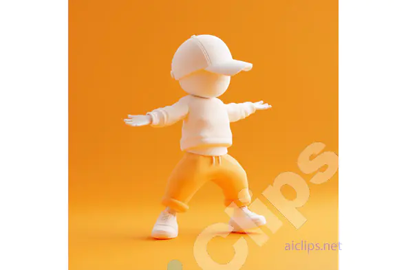 Playful 3D Character in Orange