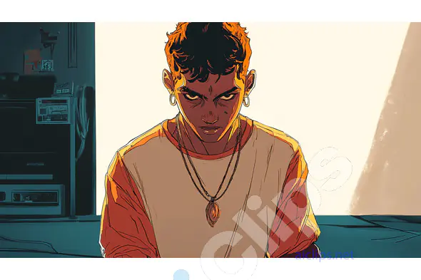 Intense Cartoon Character with Earrings