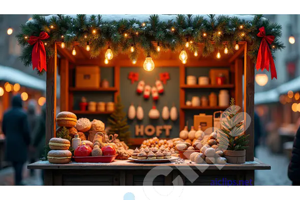 Festive Christmas Market Stall with Holiday Treats