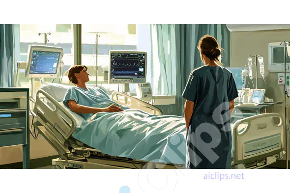 Hospital Room with Patient and Nurse