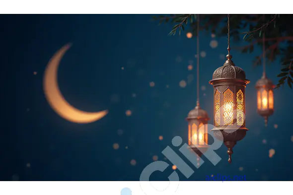 Traditional Ramadan Lanterns with Crescent Moon