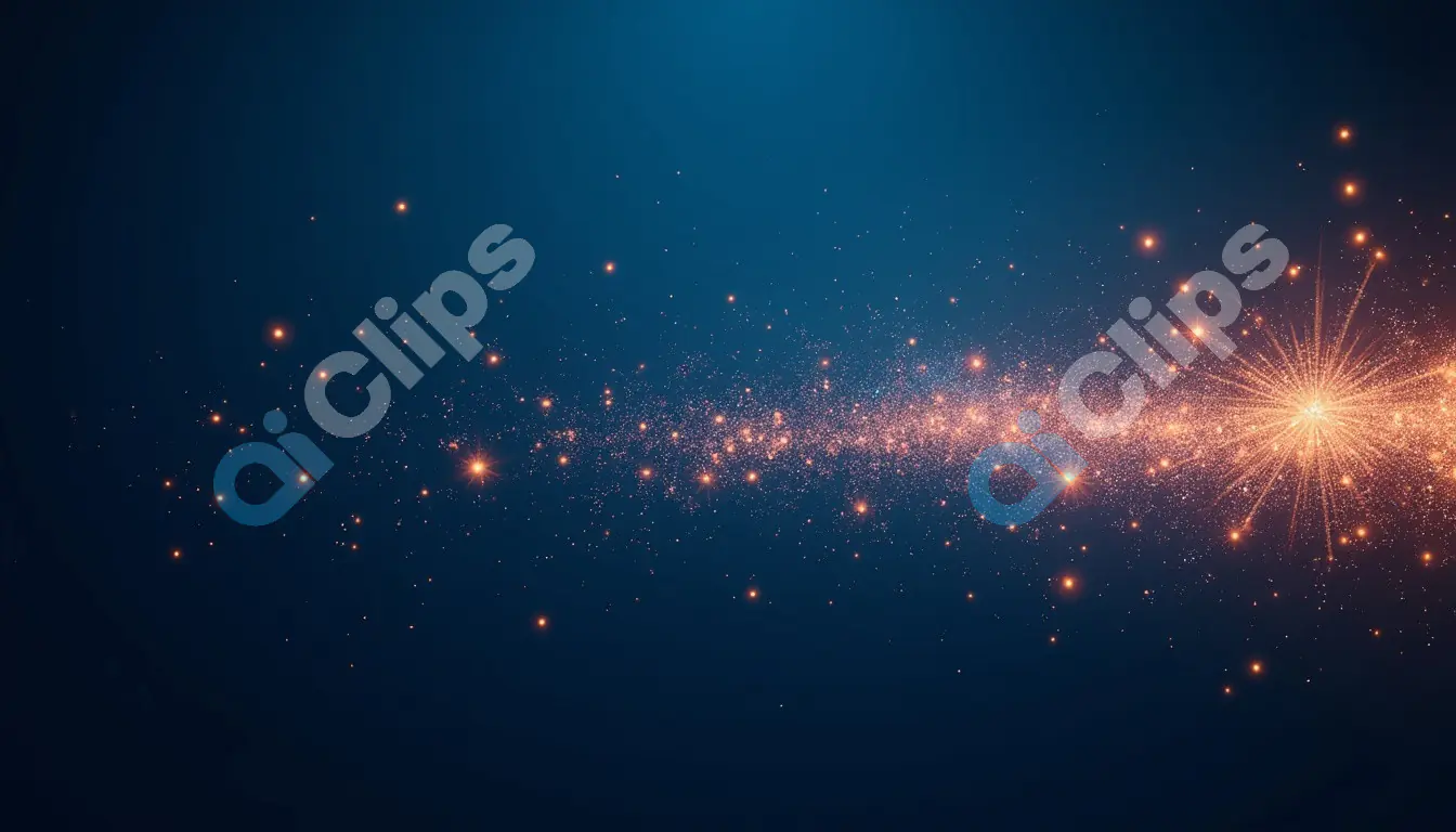 Radiant Burst of Sparkling Particles on a Deep Blue Background