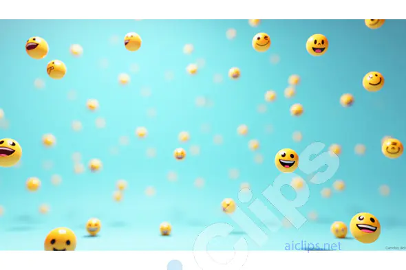 Floating Emoji Faces on Light Blue Background