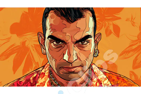 Intense Man in Floral Shirt