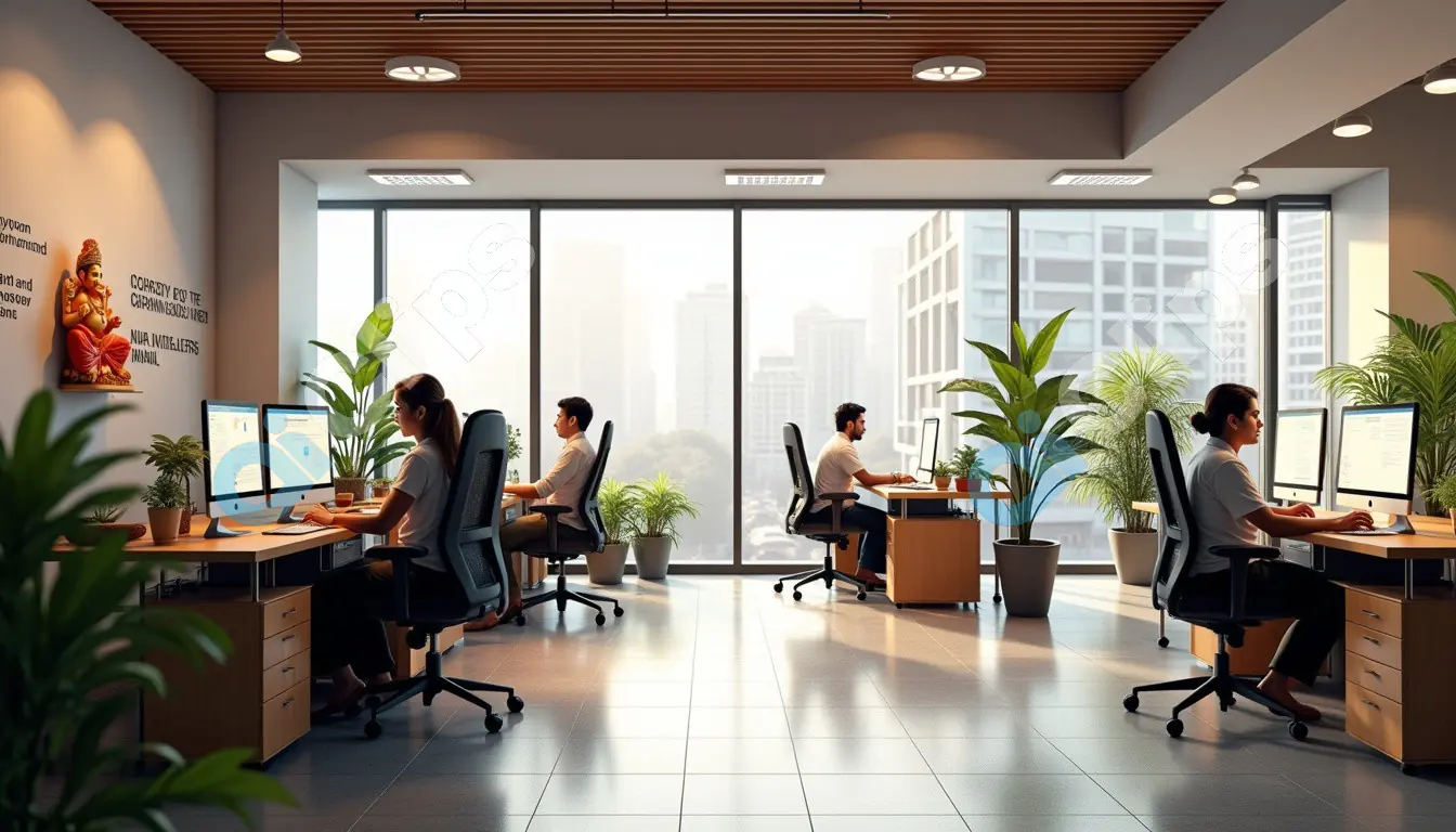 Modern Office with Employees Working in a Bright Workspace