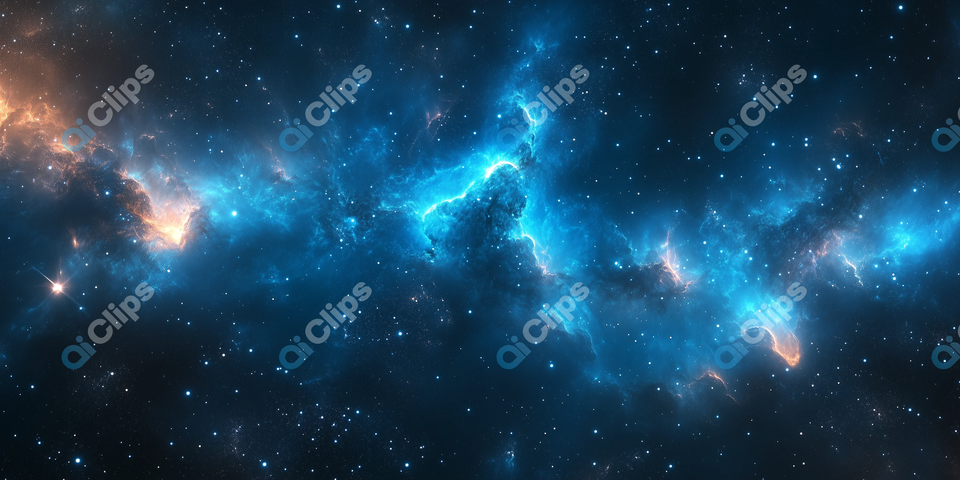 Deep Space Nebula with Blue and Orange Glow