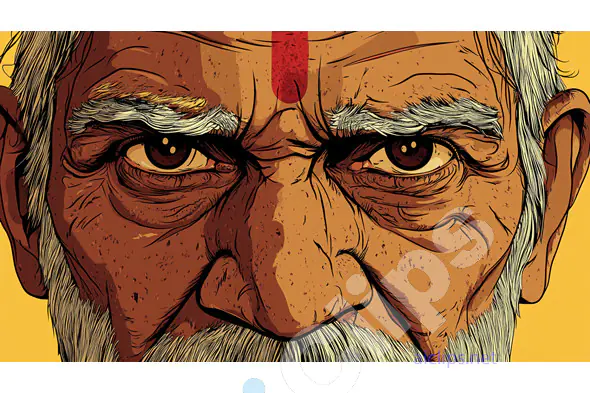 Elderly Man with Intense Gaze