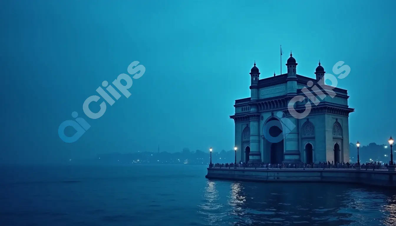 Gateway of India at Dusk with Illuminated Waterfront