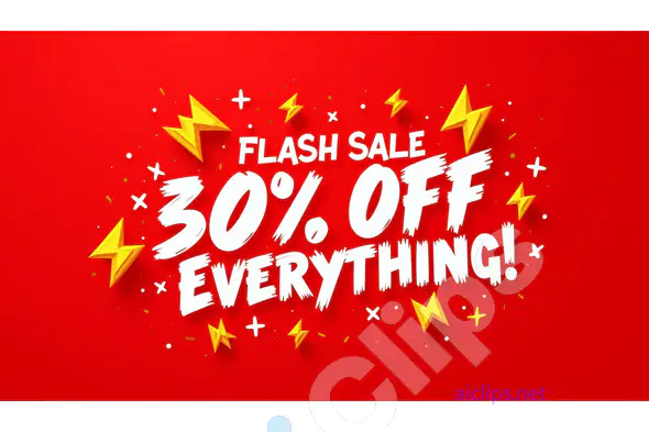 Flash Sale 30% Off Banner - Red and Yellow Promotional Graphic