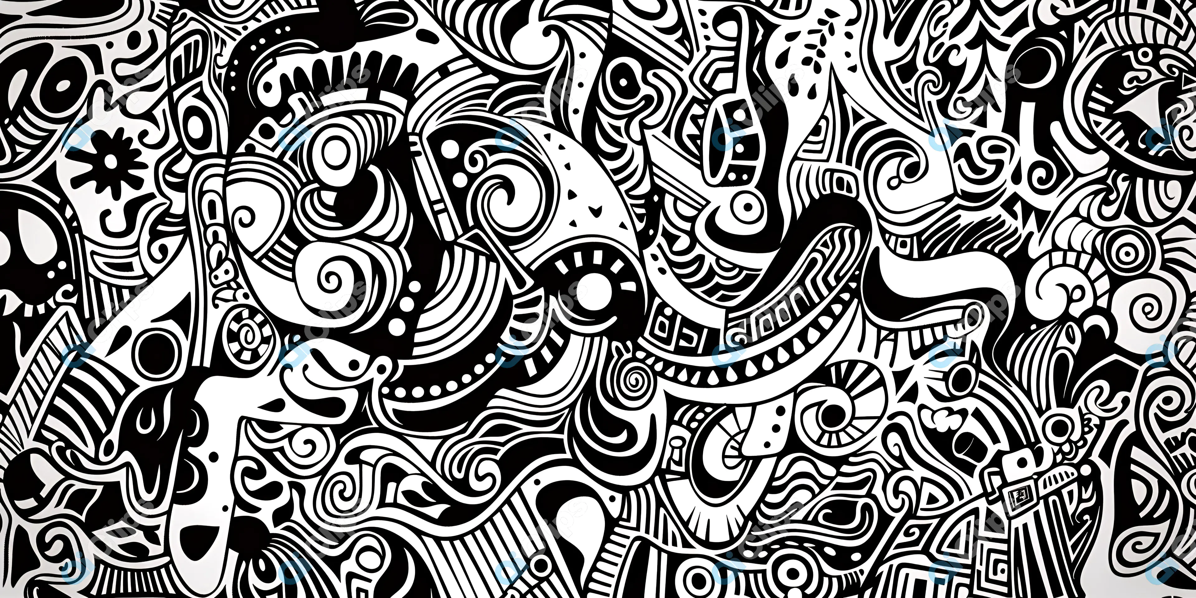 Abstract Black and White Doodle Art