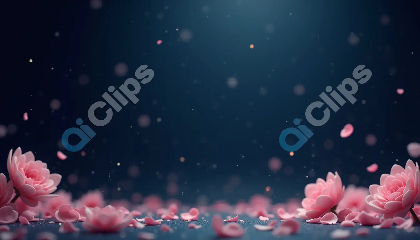 Soft Pink Flowers and Petals on Dark Background