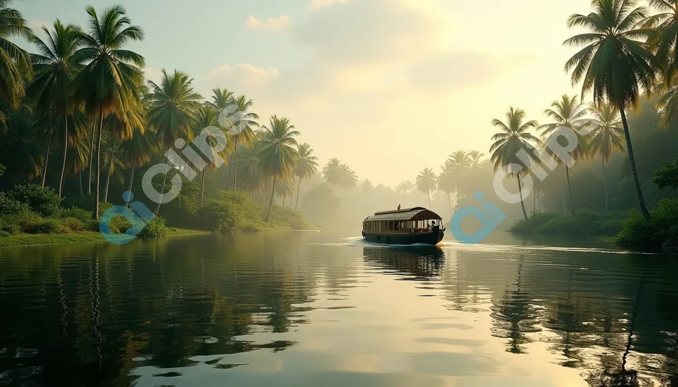Kerala Houseboat Gliding Through Tranquil Backwaters