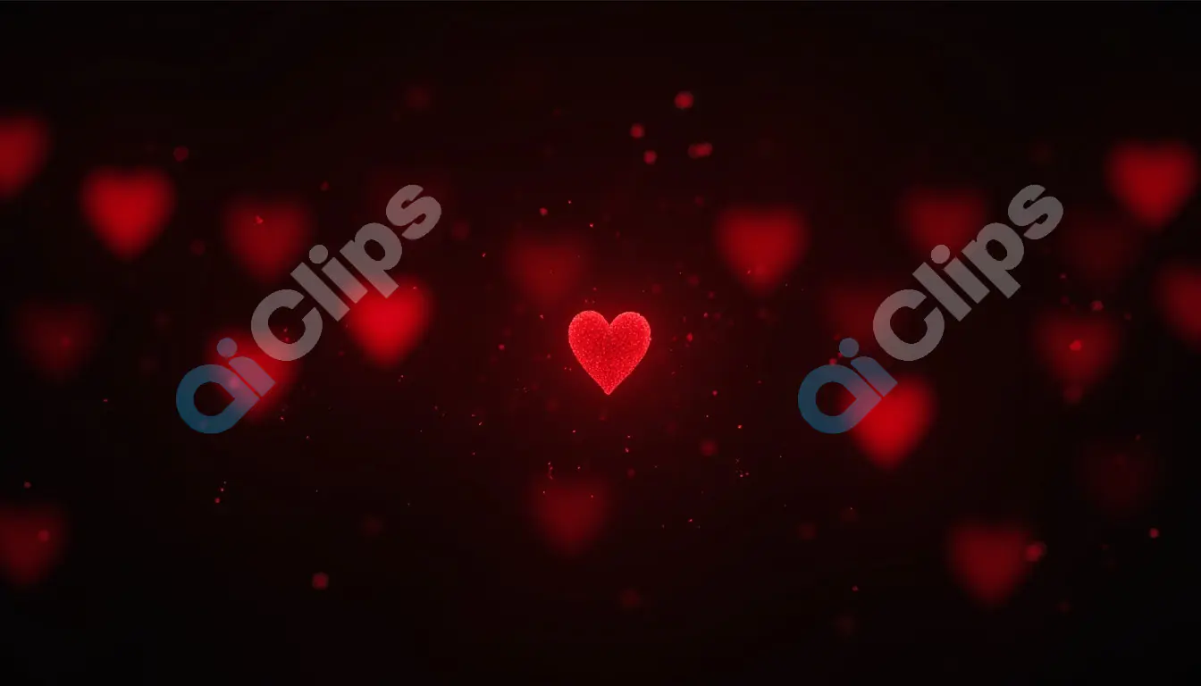 Floating Red Hearts on Dark Background