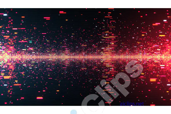 Abstract Digital Data Wave Background with Glowing Particles