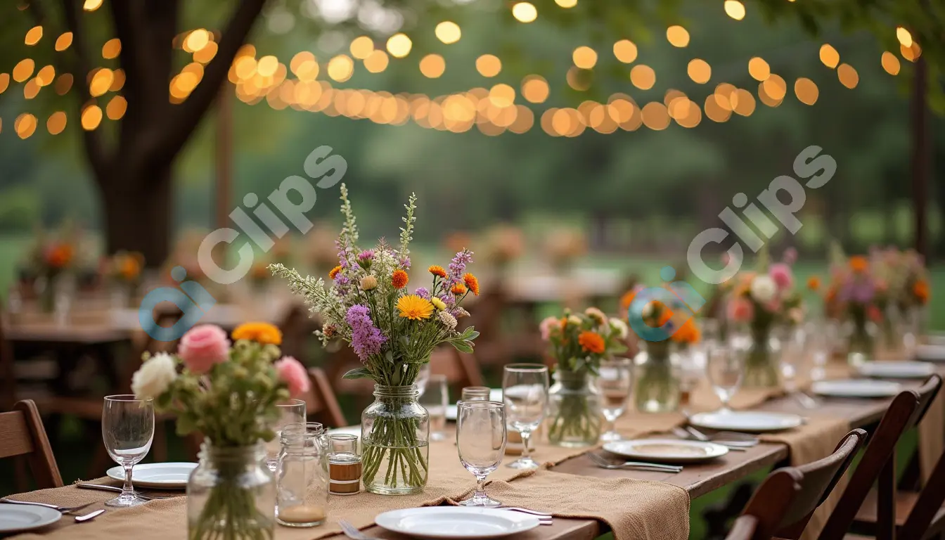 Charming Outdoor Wedding Reception with Floral Decor