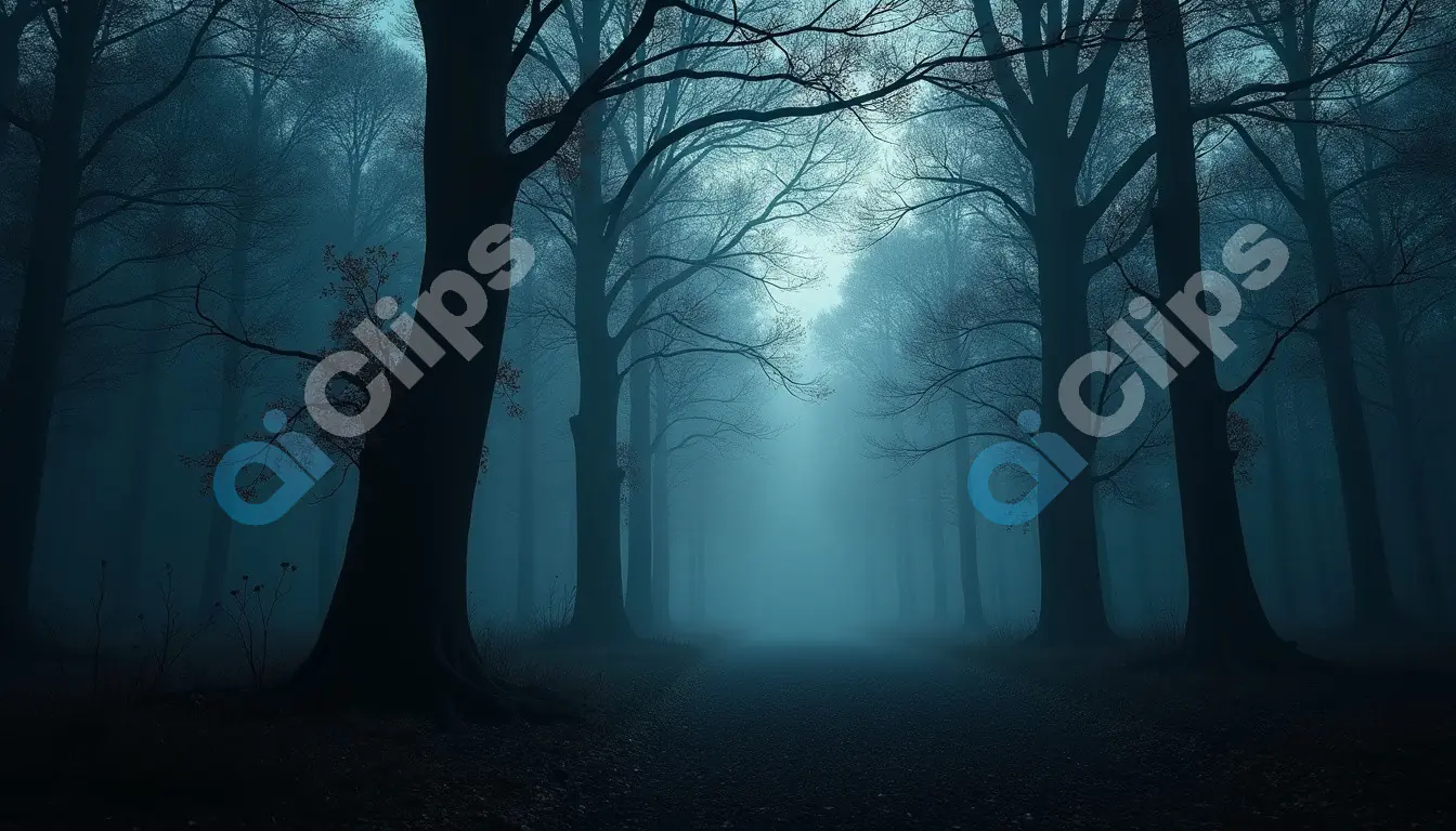 Mysterious Foggy Forest at Dusk