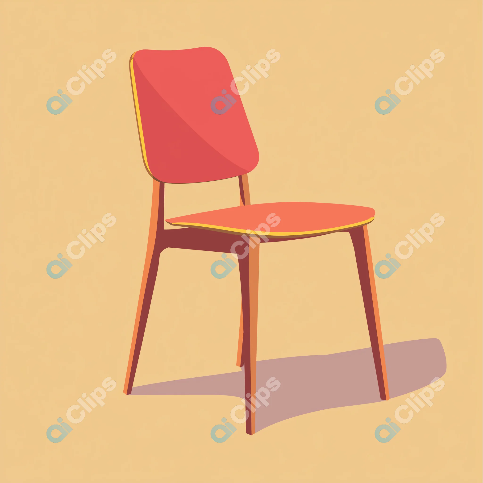 Minimalist Red Chair Illustration