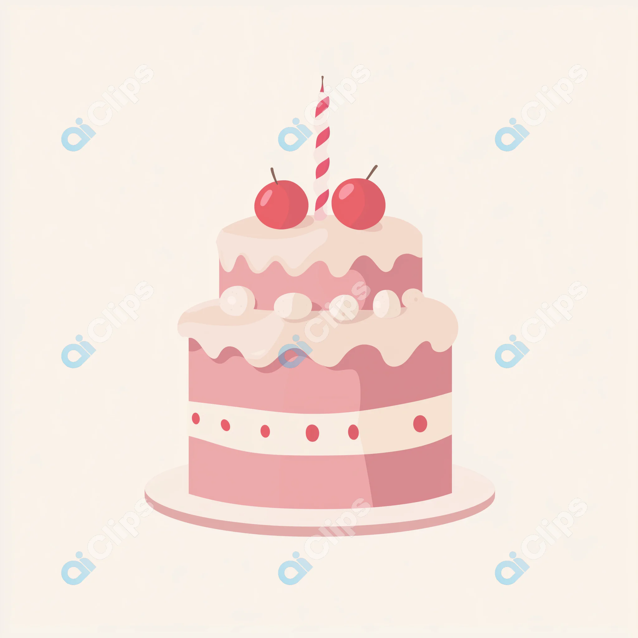 Pink Birthday Cake Illustration