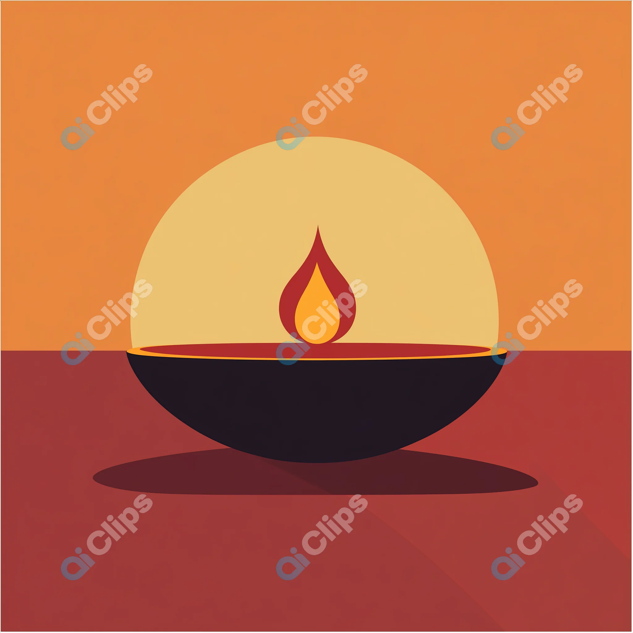 Minimalist Diya Lamp Illustration