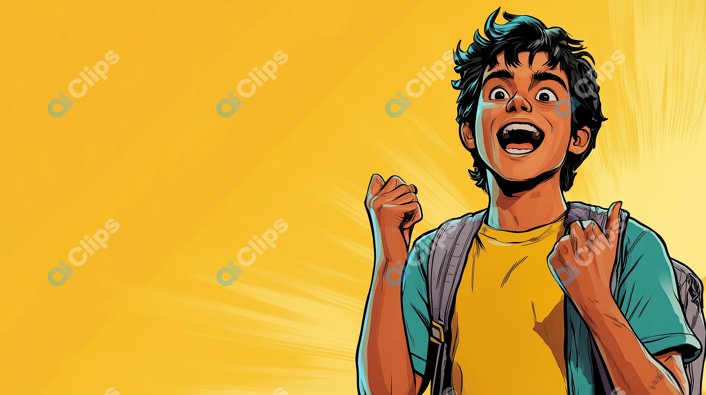 Excited Boy with Backpack