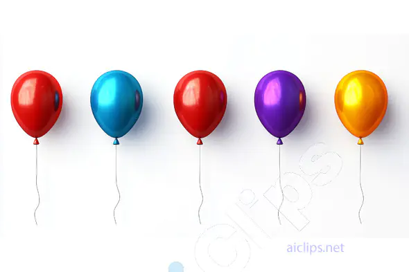 Colorful Helium Balloons on White