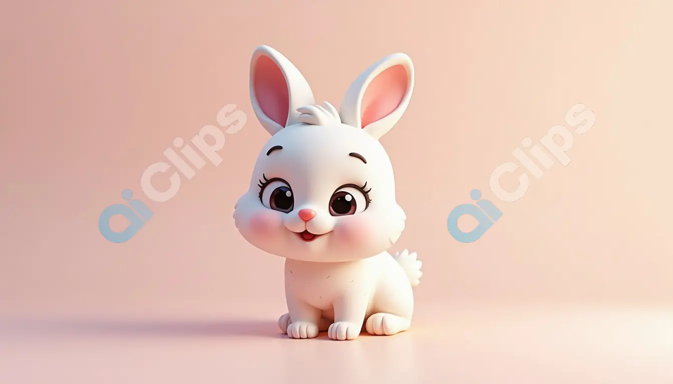 Adorable Cartoon Bunny on Soft Pink Background