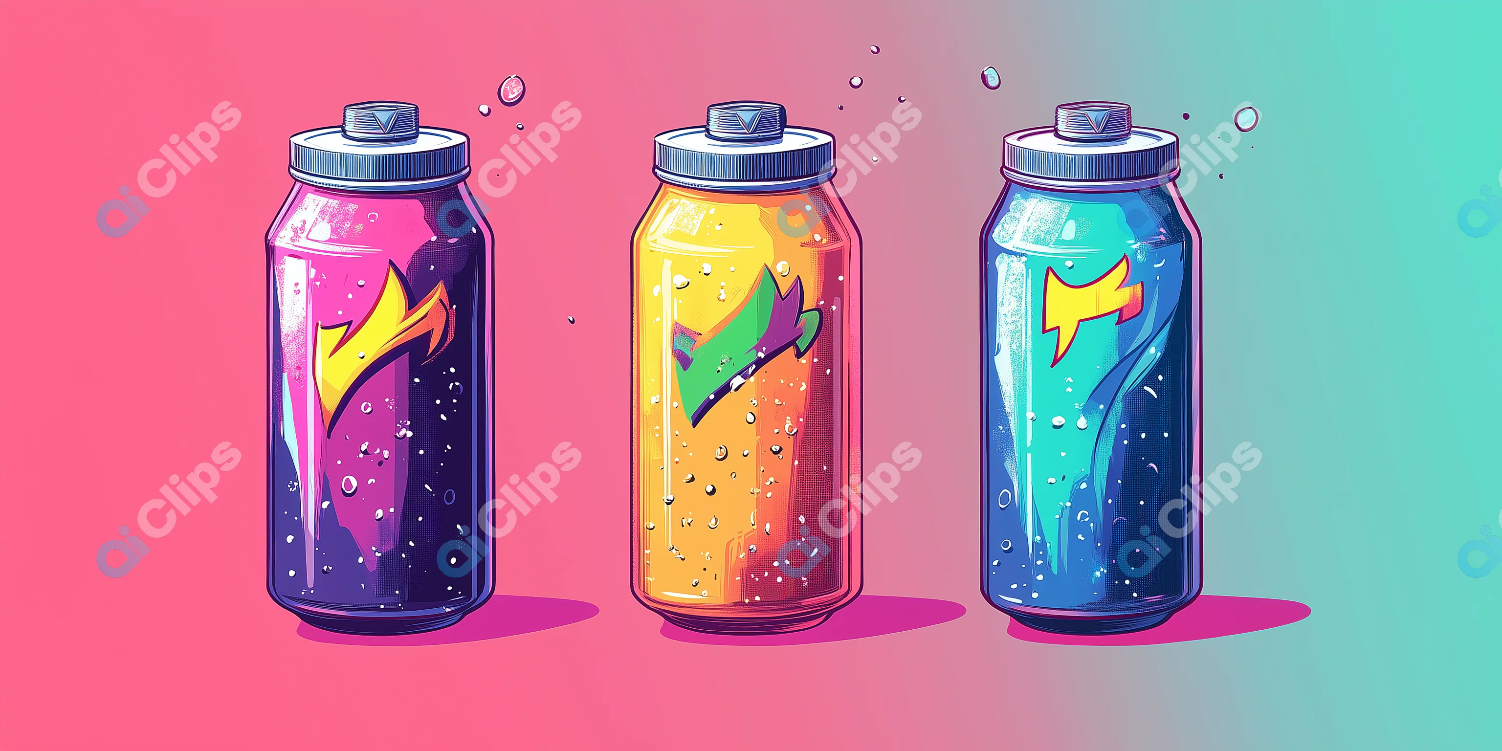 Colorful Beverage Cans Illustration