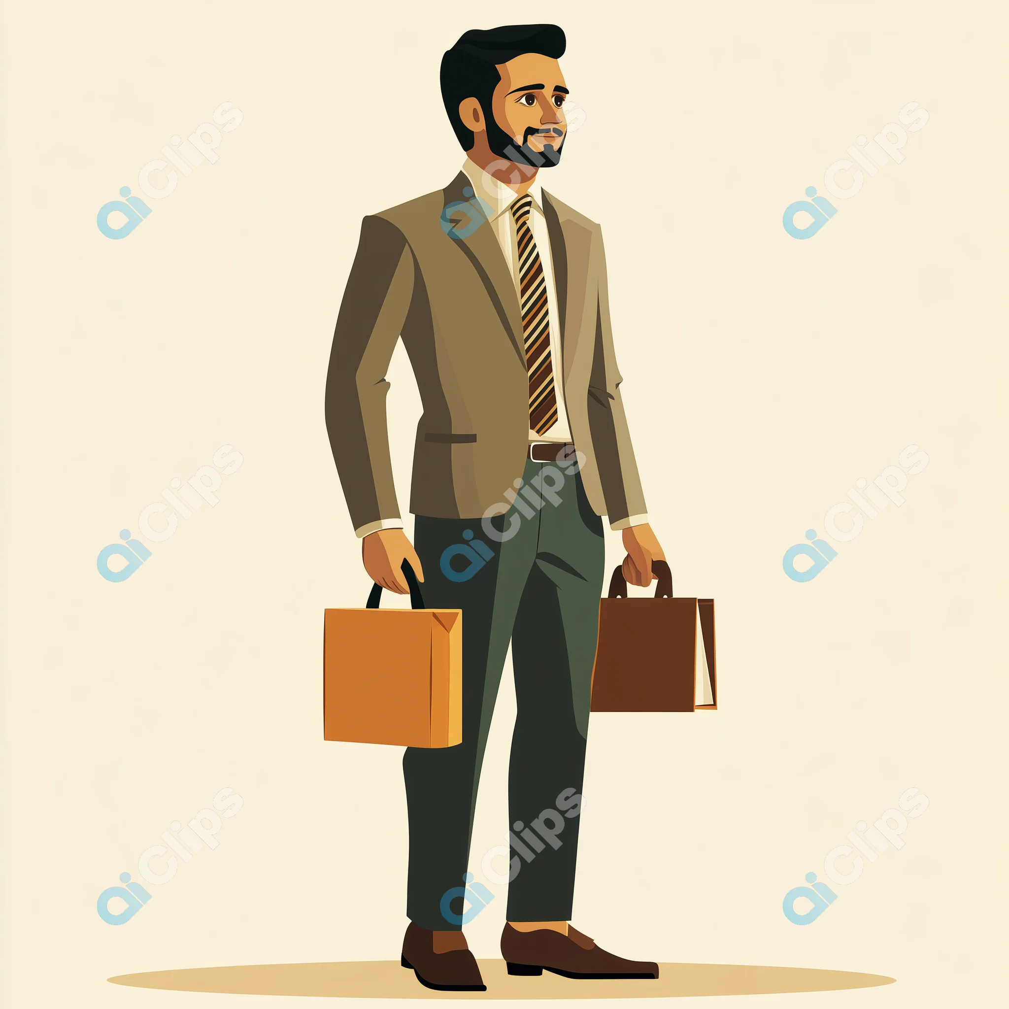 Businessman with Briefcases Illustration