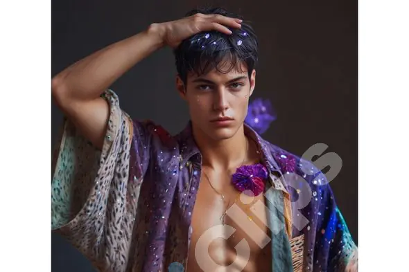 Fashionable Man in Artistic Shirt