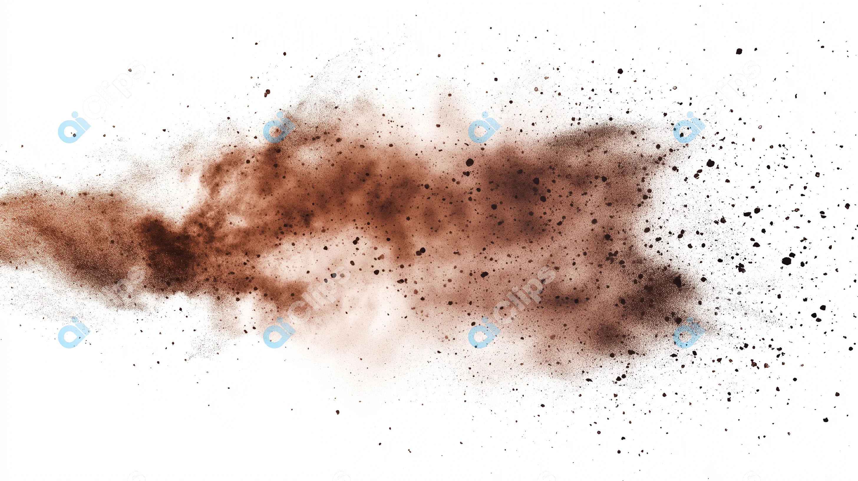 Brown Dust Particle Explosion on White