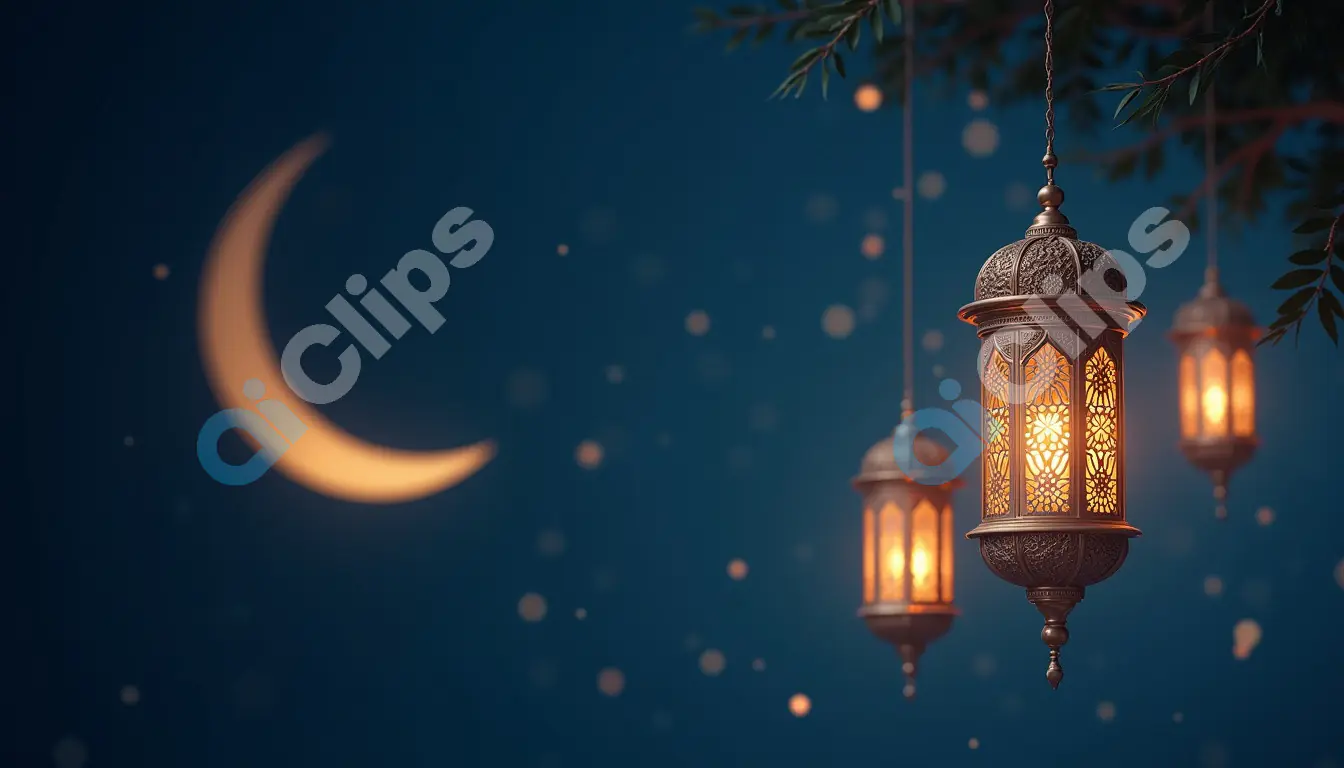 Traditional Ramadan Lanterns with Crescent Moon