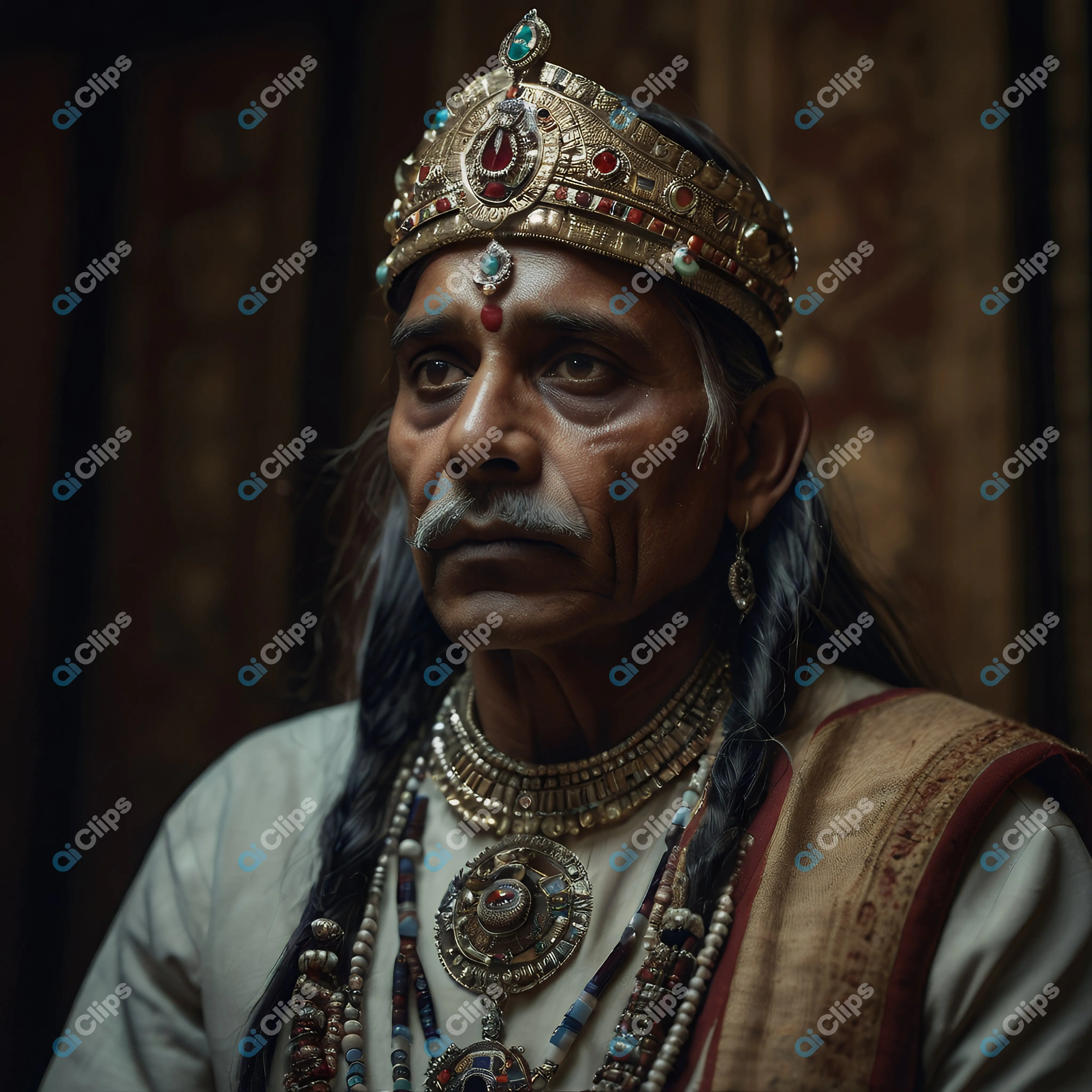 Regal Elderly Man with Crown