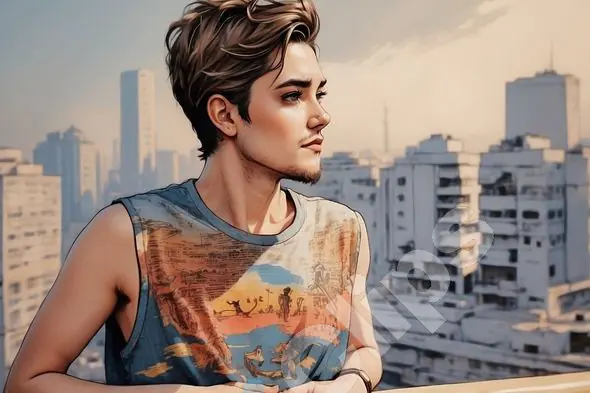 Contemplative Young Man on Rooftop