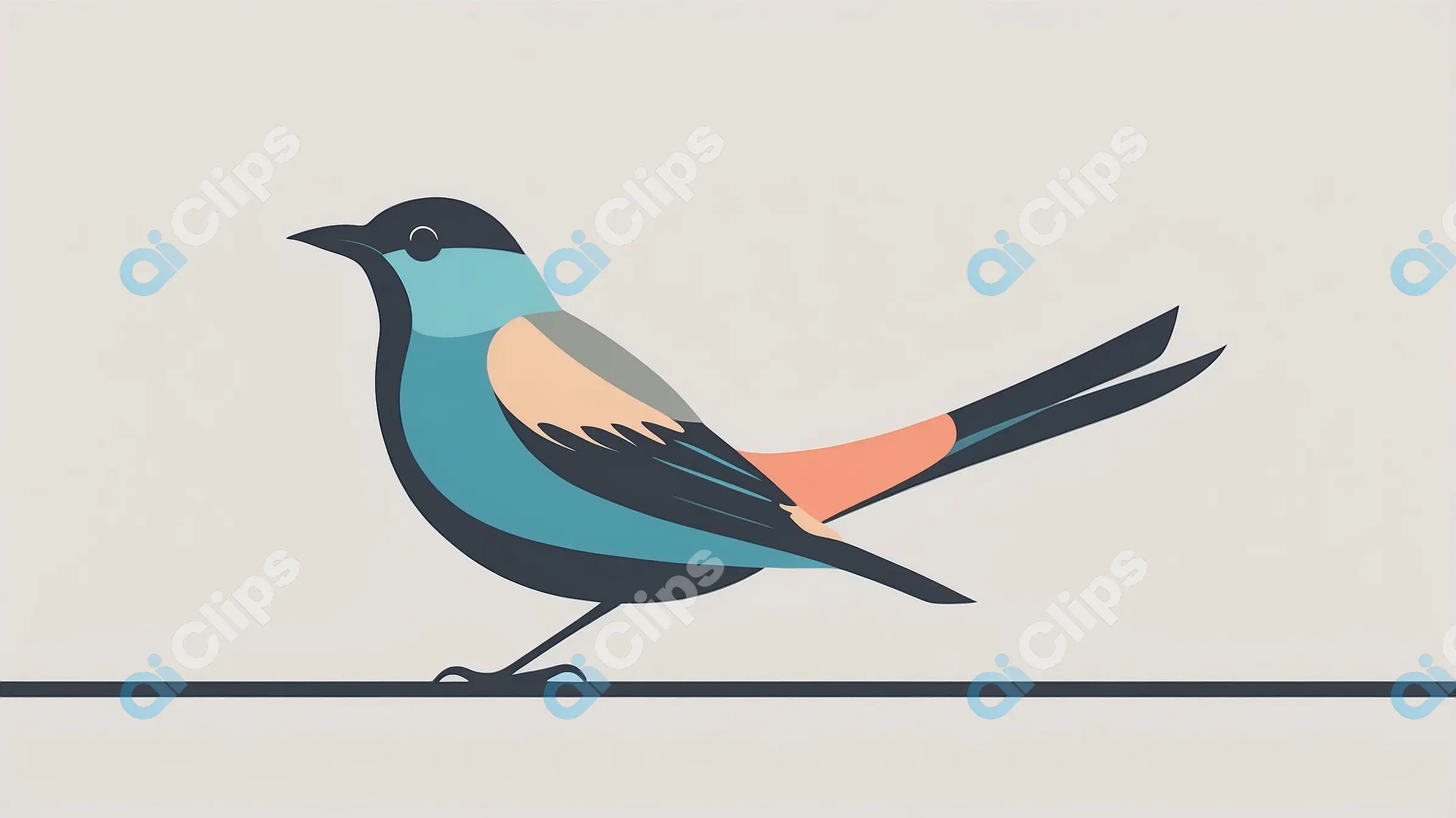 Minimalist Colorful Bird Illustration