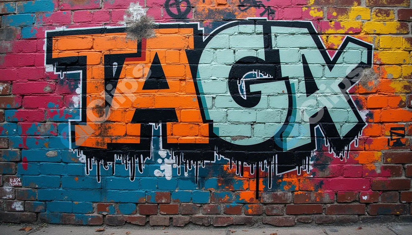 Colorful Street Graffiti with Bold TAGX Lettering