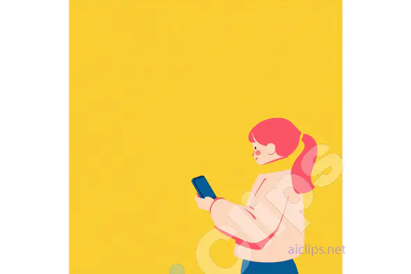 Girl Holding Smartphone Illustration