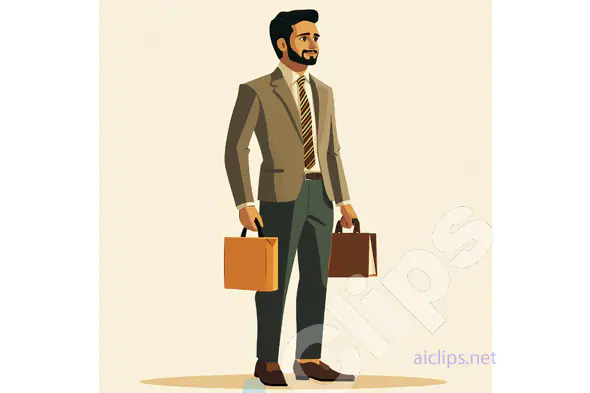 Businessman with Briefcases Illustration