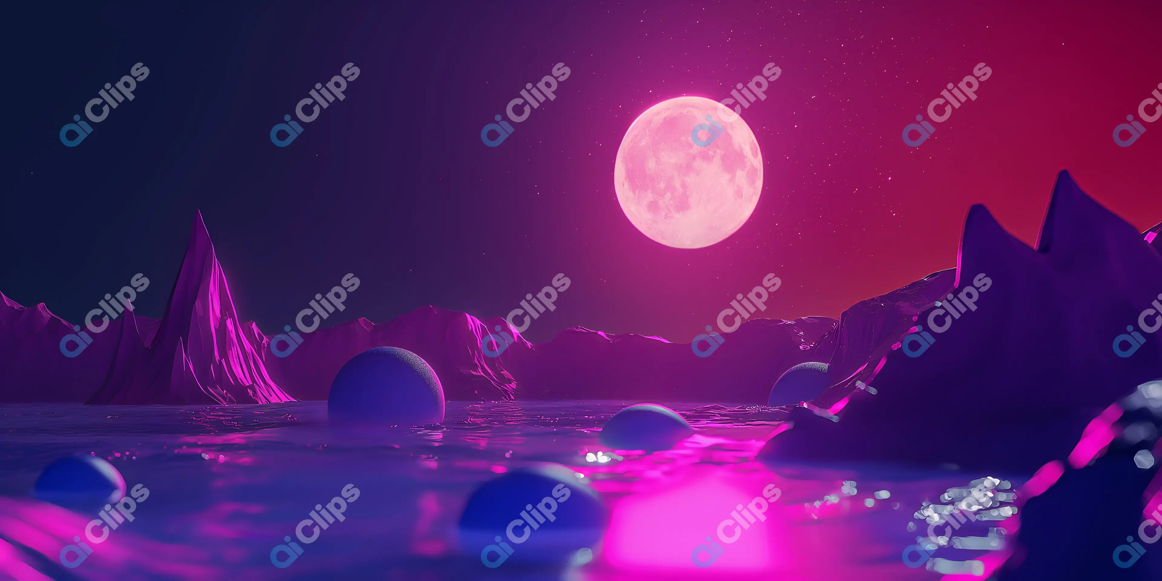 Neon Moonlit Landscape