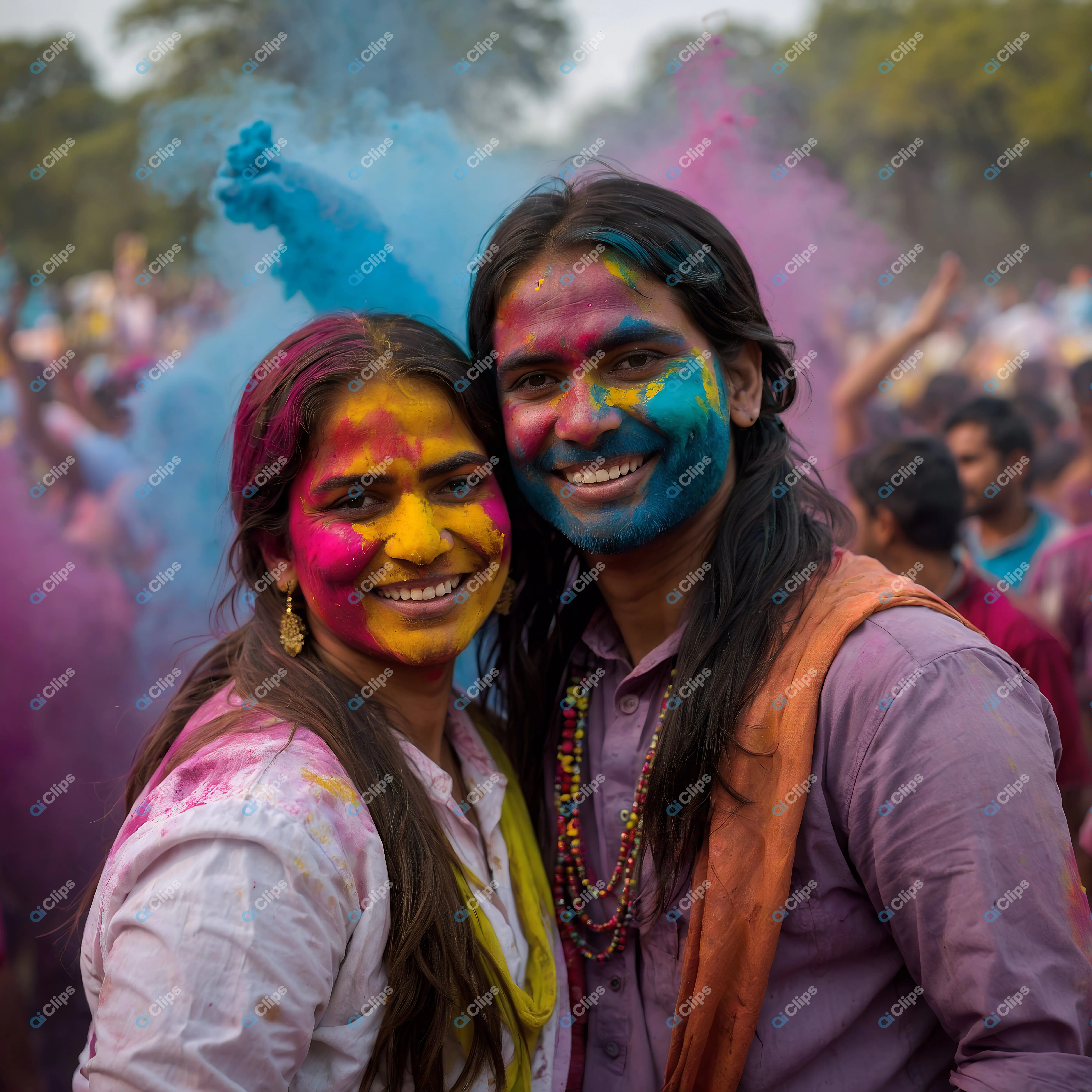 Joyful Holi Festival Celebrants