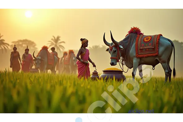 Hindu Ritual of Sacred Cows at Sunrise