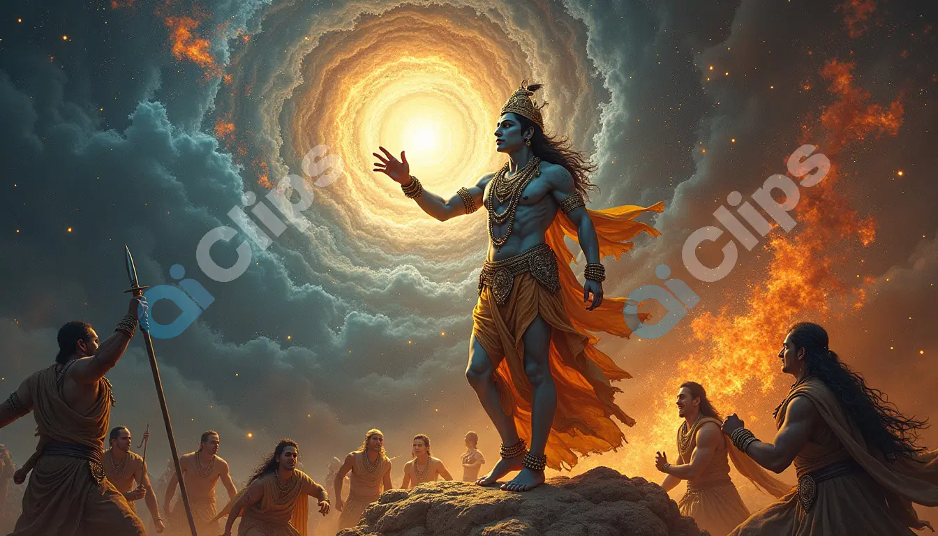 Epic Divine Warrior Commanding the Cosmos