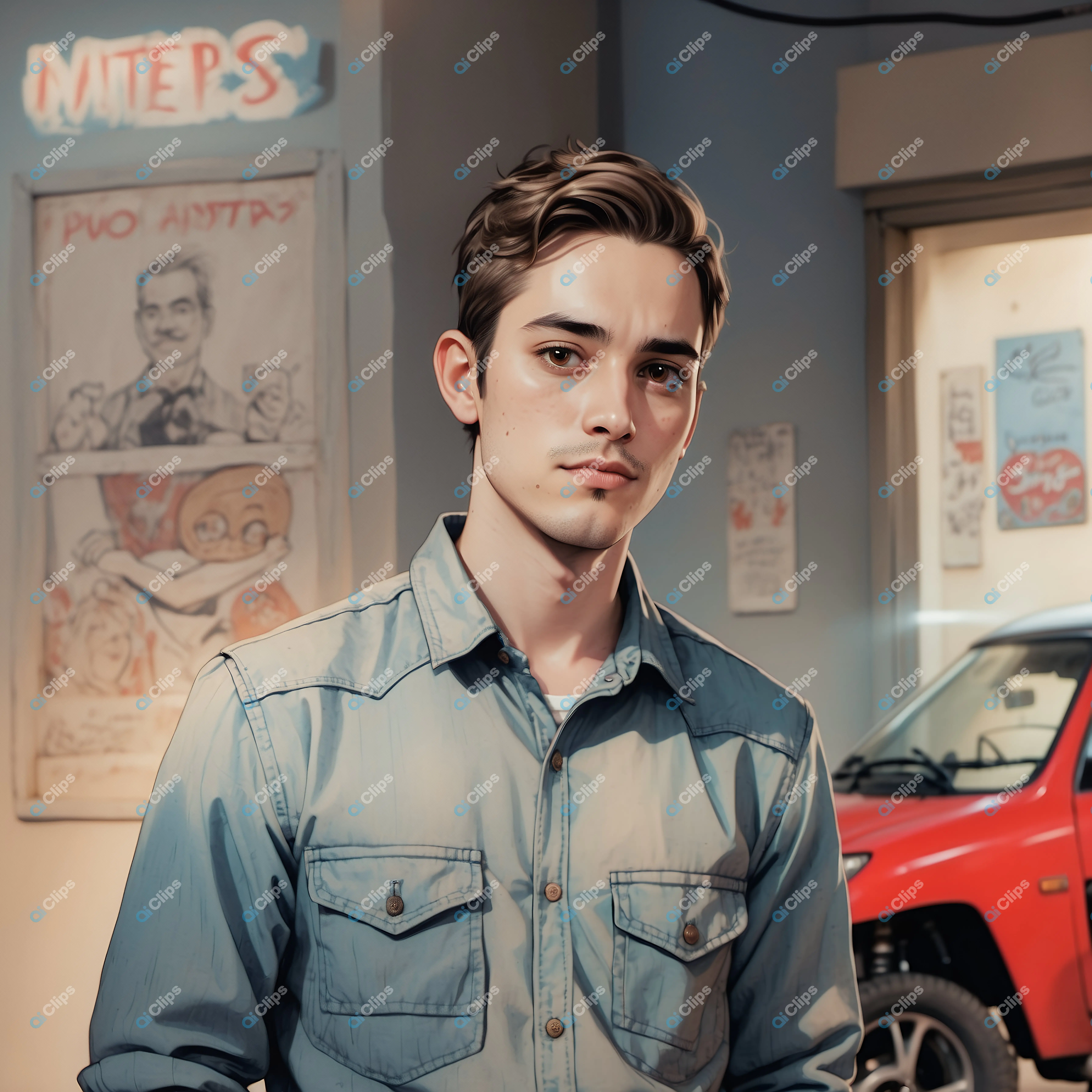 Young Man in Garage