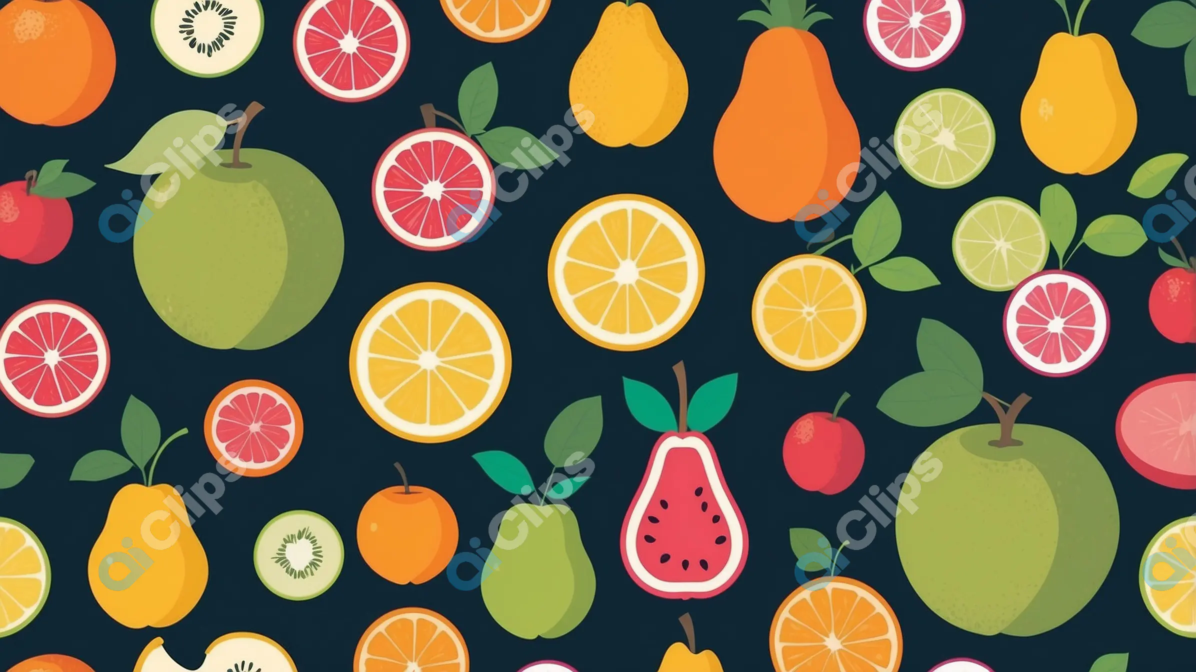 Colorful Fruit Pattern Illustration